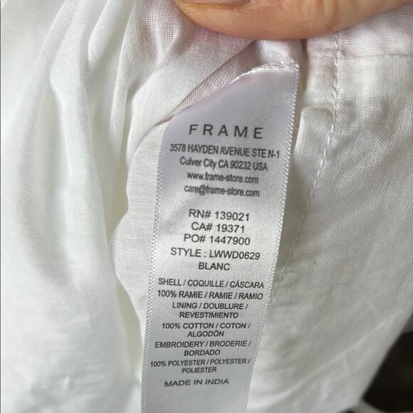 NWT FRAME White Eyelet Puff Sleeve Dress - size Large - Picture 7 of 14